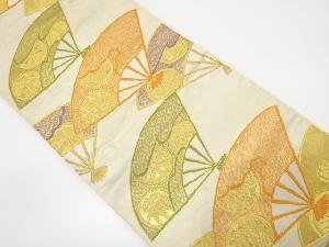 扇に丸文様織り出し袋帯